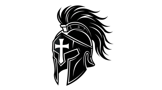 Black spartan warrior helmet with horsehair crest