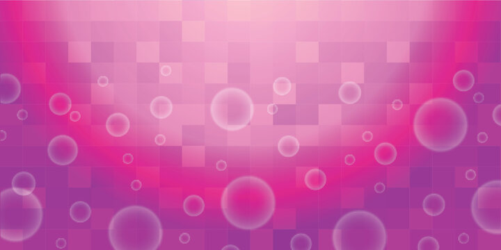 Pink Gradient Background with Floating Bubbles and Square Patterns