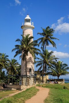 Galle Lighthouse and Palm Trees