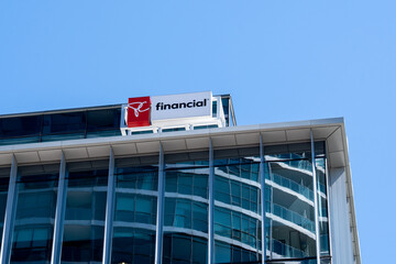 Obraz premium Toronto, Ontario, Canada - September 6, 2026: Exterior rooftop sign of President's Choice Financial (PC Financial) on an office building. Toronto, Ontario, Canada. PC Financial is a Canadian financial