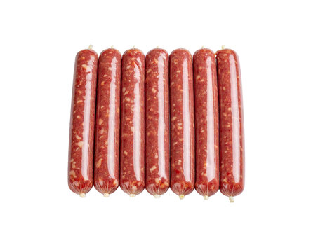 Chinese sausage in vacuum package Isolated on Transparent or White Background
