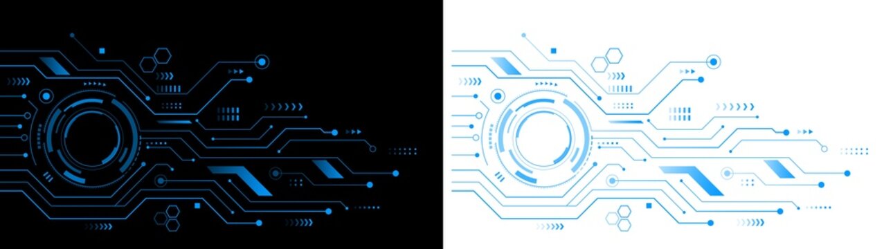 Circuit Futuristic Technology Interface with Digital Electronic Lines, Cyber Network and Advanced Computing Design