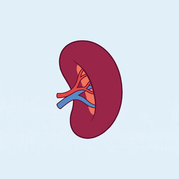 Human spleen anatomy with splenic blood vessels, detailed internal organ structure, medical vector illustration for healthcare, biology, anatomy education and scientific study.