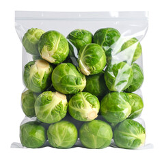 Fototapeta premium Vacuum pack of Brussels sprouts Isolated on Transparent or White Background