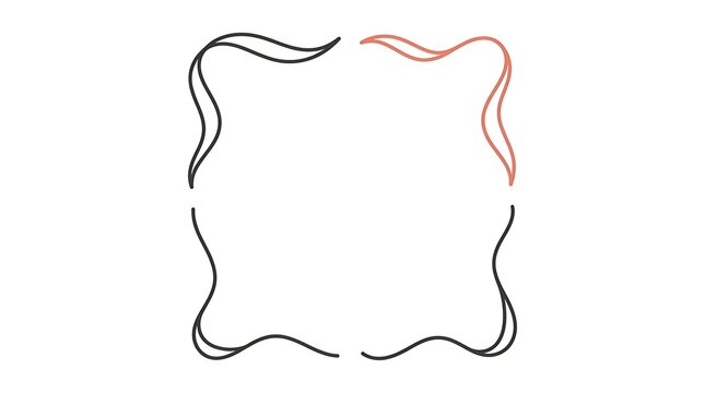 Decorative square frame with wavy line borders in black and orange colors illustration
