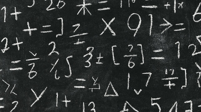 Mathematics Equation on Chalkboard: A close-up view of a blackboard covered with handwritten mathematical equations and symbols, showcasing the complexity and beauty of numbers.