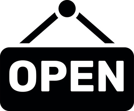 Open sign icon for retail stores, shops, small businesses, restaurants, service counters and commercial entrance design