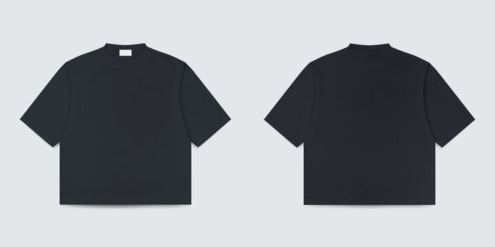 Blank navy boxy fit tees, boxy fit tees with white label, boxy fit tees for mockup	