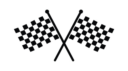 Fototapeta premium Crossed checkered racing flags featuring high contrast black and white square patterns for motorsport competition events and fast speed sports