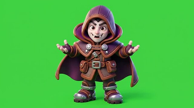 Halloween vampire character sprite sheet on green screen