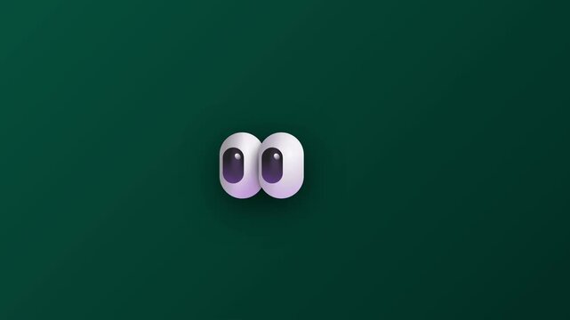 blinking eyes animated icon round eyes blinking and glancing right and left looping green screen 4k