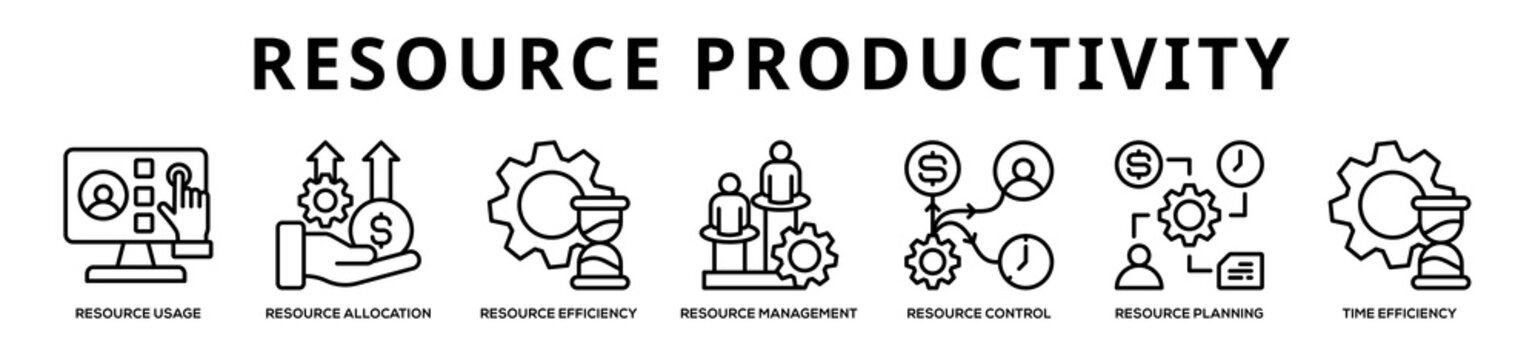 Resource Productivity web banner icon illustration