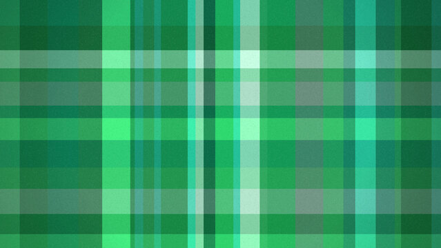 A plaid pattern featuring intersecting horizontal and vertical lines in various shades of bright green and white colors for a textile background