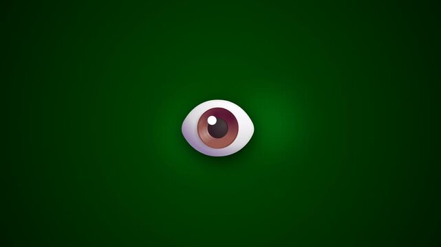blinking eyes animated icon round eyes blinking and glancing right and left looping green screen 4k