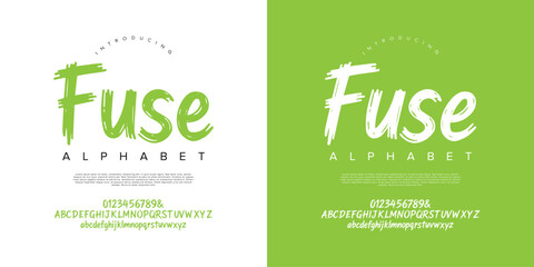 Fuse alphabet bright green brush style typography font design vector illustration element asset © happy