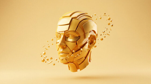 Geometric Head with Floating Idea Fragments