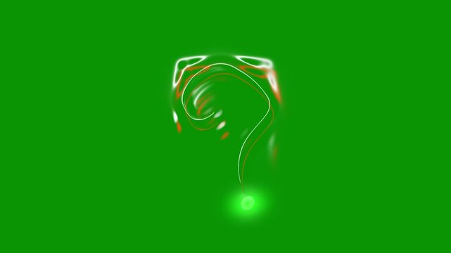 Animated red stroke question mark icon for vlog and quiz overlay, cyberpunk style 2d doodle effect for faq, doubts, queries, 4k electric line drawing animation, graphic design asset video clip