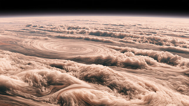 Jupiter cloud storm swirling cloud gas giant atmospheric layer vortex spiral cloud alien sky outer space planet cosmic landscape