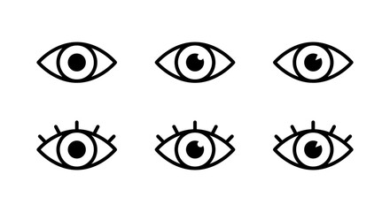 Fototapeta na wymiar Eye vision and eyelashes icon set. Sight and visibility symbol. View observation sign