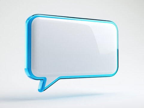 Speech bubble blue glass transparent blank icon frame communication message social