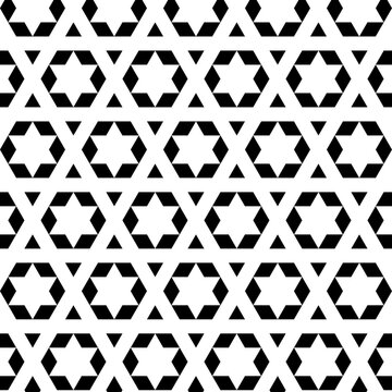 Black Star Triangle Pixel Transparent Seamless Pattern Vector Geometric Background