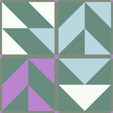 A colorful geometric seamless pattern design featuring overlapping triangles.