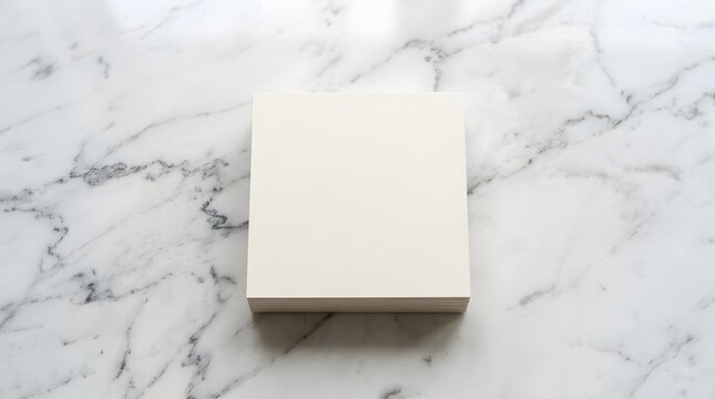 Blank Paper Stack Mockup on Marble Background