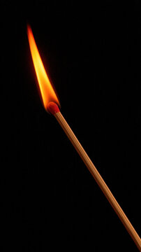 Match flame burning match wooden match fire ignition heat smoke black background close up macro shot