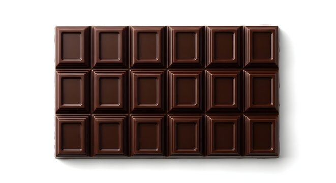 A delicious dark cocoa confectionery bar segmented into many small square pieces ready for eating during a celebration of sweet treats and indulgence made from organic beans for healthy snacking