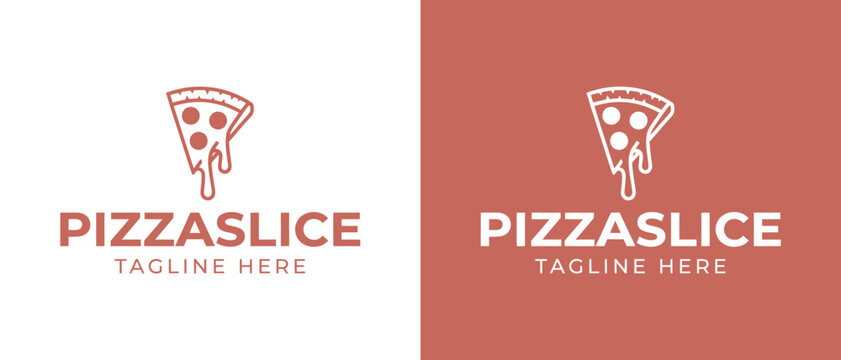 A modern, minimalist pizza slice logo template featuring a clean line-art style, suitable for branding pizzerias, fast food restaurants, and culinary businesses.
