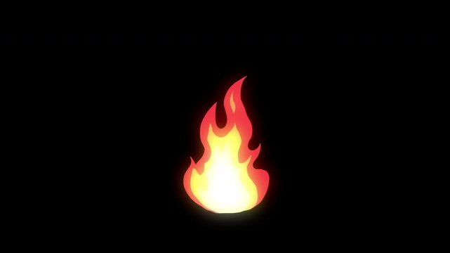 Animation Fire flame simple cartoon and  looping 2d  fx style , suitable Graphics Pack, Fire element, alpha channel only 4k