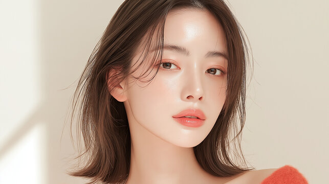 スキンケア, ヘアスタイル, メイク, ファッション, 日本人, 女性, 20代, アジア人, 美人, ポートレート, 美容, 美肌, ナチュラル, 白, 清潔感, 透明感, ライフスタイル, 若い, 可愛い, 清楚, モデル, 屋内, 明るい, 柔らかい光, コピースペース, 広告, ウェブ素材, 化粧品, エステ, 健康, 爽やか, 上品, 微笑み, 視線, 高画質, z世代, 都会的, トレ