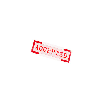 A red grunge accepted rubber stamp with a textured surface for official approval and business document verification