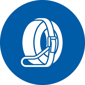 Mandatory safety sign for tire chocks, blue circular wheel block icon, industrial vehicle safety vector illustration ,Clean grouped each Icon