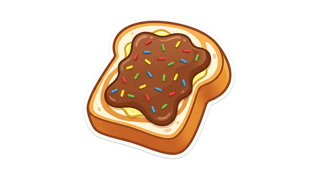 Colorful boterham met hagelslag cartoon bread slice with chocolate sprinkles, beloved Dutch breakfast treat perfect for kids' food designs