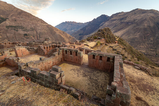 Ancient Stone Ruins of Intihuatana in the Peruvian Andes