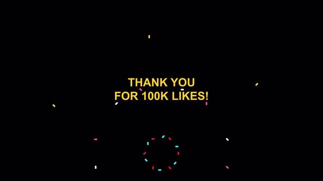 Full Screen Confetti Cannon Explosion Celebration 100K Likes Milestone with Gold Confetti Ribbons Animation 10 Seconds Loop in 4K UHD