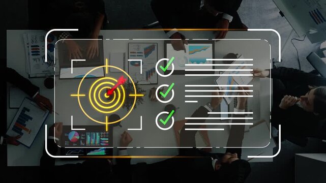 Business team discussing strategies while analyzing data and making decisions on targets and objectives in a modern office environment Gluon.