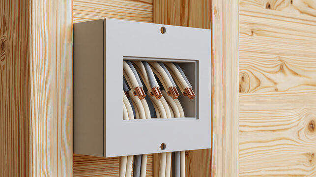 Electrical junction box exposed cable wood wall building renovation detail