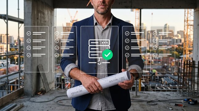 Architect Reviewing Data Center Blueprints