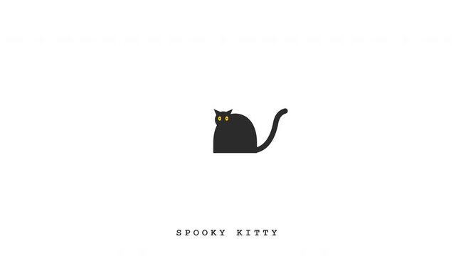 Black cat silhouettes with spooky kitty text on white background