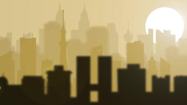 Parallax video effect of an urban building with camera focus bokeh suitable for slow-motion shots of the cityscape and high rises.