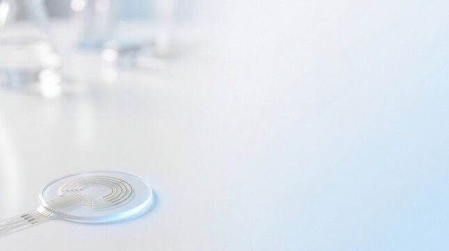 Minimalist Brain Computer Interface Neural Sensor Patch with Copy Space for Biotechnology Medical Presentation