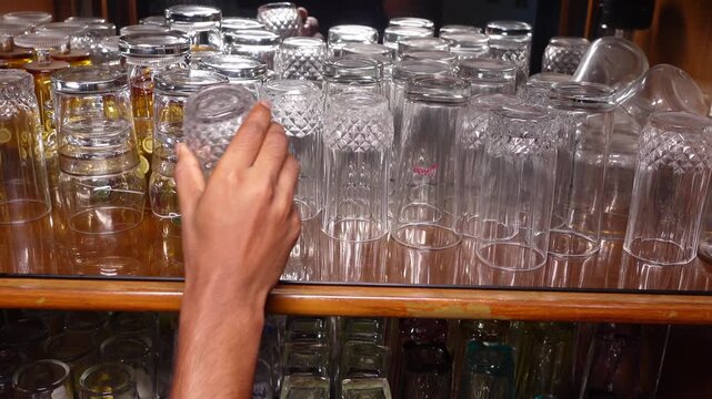 Showing different types of glassware on display