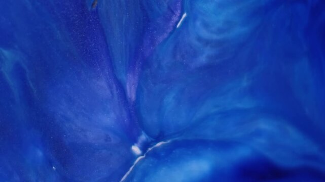 Ink blend. Hypnotic fluid. Blue liquid blotch blur stream swirl floating abstract emulsion background. Dye splatter spread color wave.