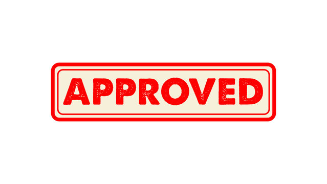 Red approved stamp badge isolated on transparent background