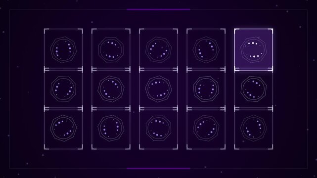 Abstract Glowing Magic Inventory Grid UI Animation