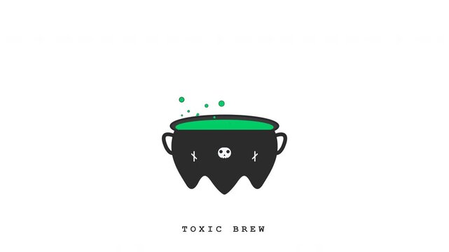 Animated witch cauldron icon with bubbling green liquid