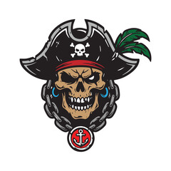 Fototapeta premium Pirate skull vector illustration design