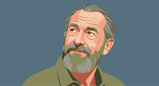 Portrait of an older man with a beard, looking away